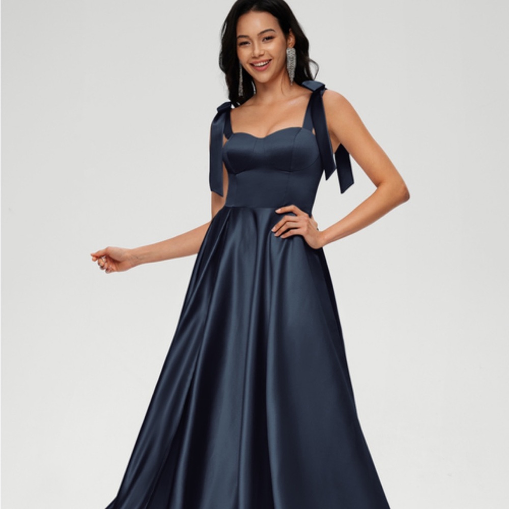 JJs House Dark Blue Satin Formal Dress